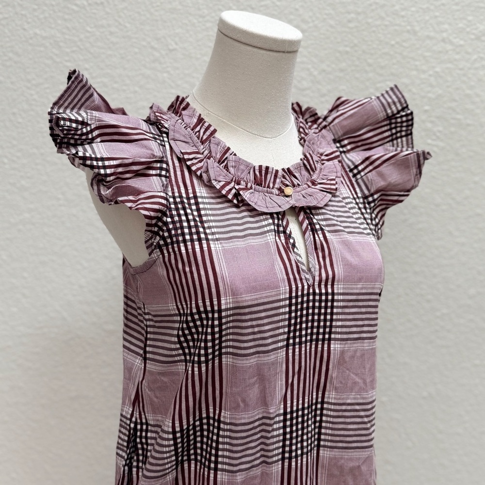 NWT Designer Never a Wallflower Rachel Dress Brown Cotton Plaid Size XS - Picture 4 of 7